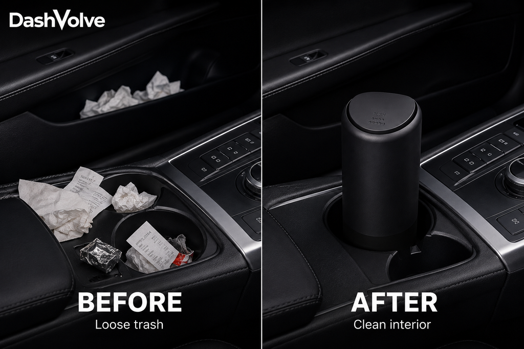 DashVolve Compact Car Trash Can