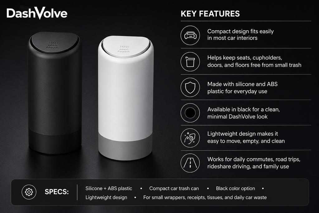 DashVolve Compact Car Trash Can