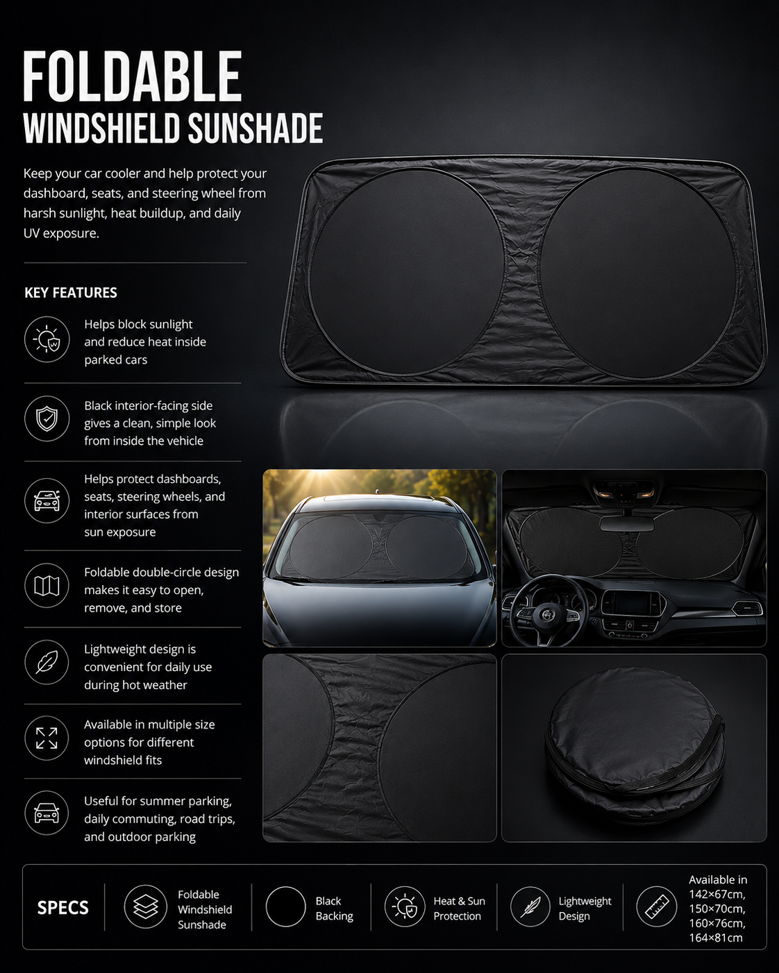 DashVolve Foldable Windshield Sunshade